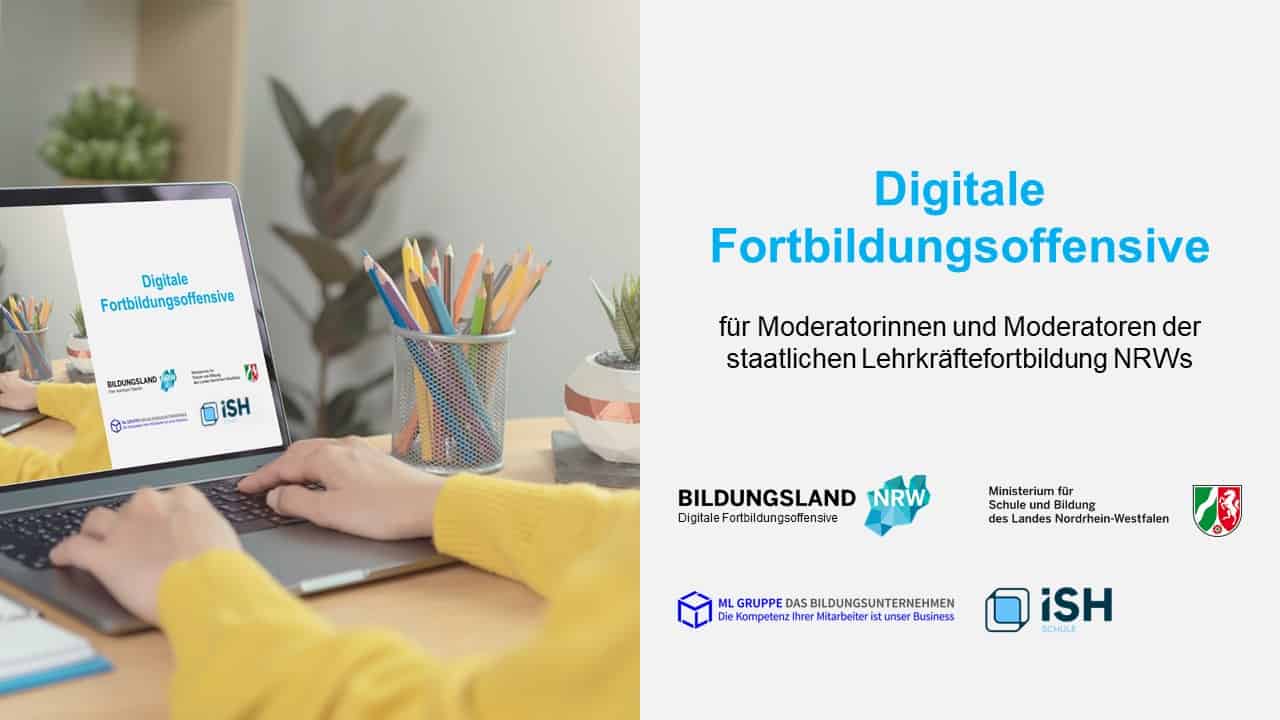 Titelblatt der Digitalen Fortbildungsoffensive für Moderatorinnen und Moderatoren der staatlichen Lehrkräftefortbildung NRW